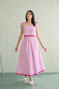 Pink Multi-Check Cotton Coord Set with Tie-Strap Detail
