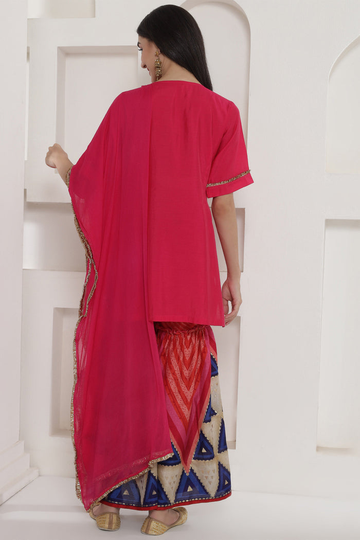 <img> Pink Muslin Sharara Suit Set