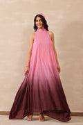 Pink Ombre Crepe Solid Gown