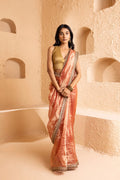Pink Silk Tissue Saree With Fancy Border