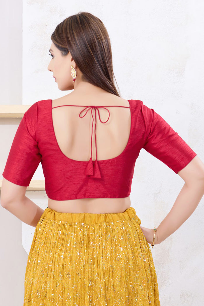 Pinkish Maroon Solid Dupion Silk Blouse