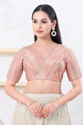 Pinkish Multi Colour Jacquard Blouse