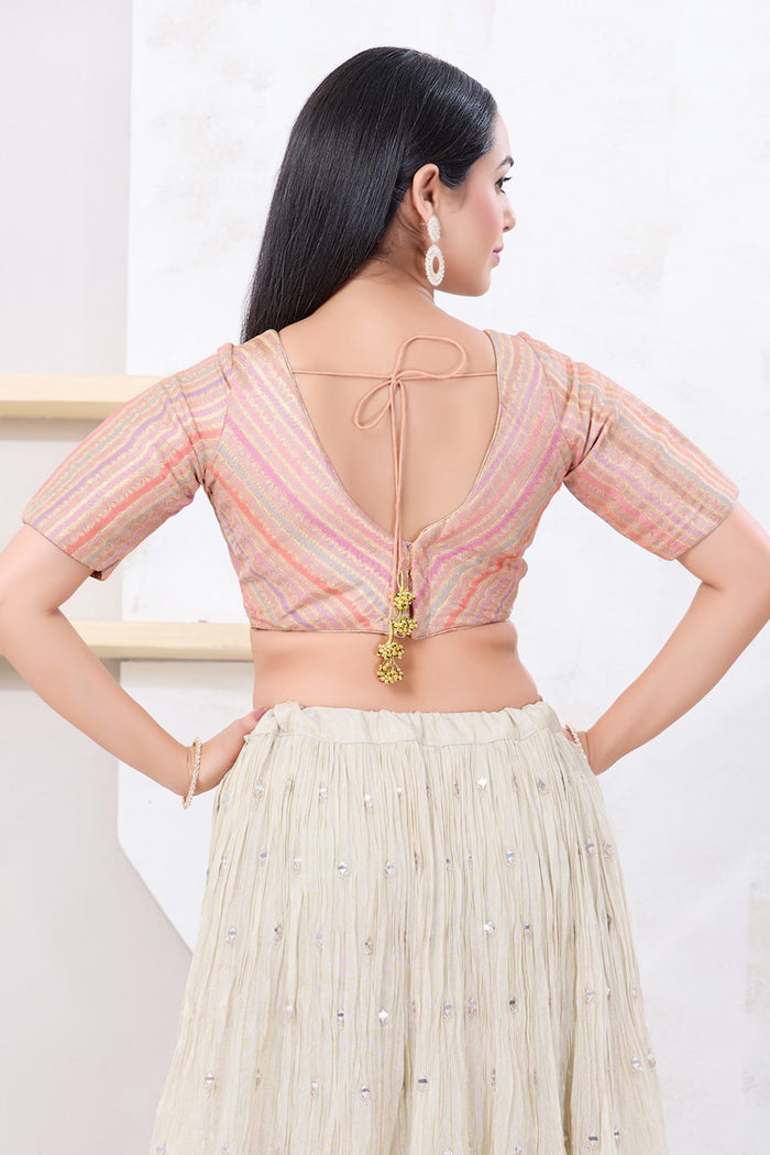 Pinkish Multi Colour Jacquard Blouse