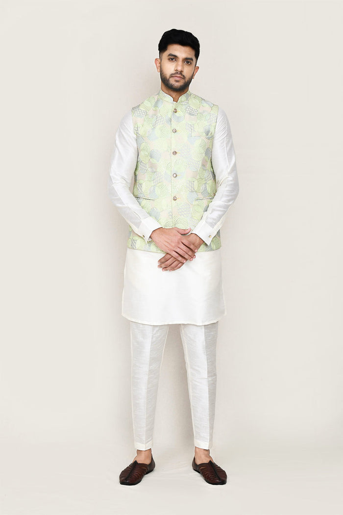 Pista Green Silk Full Embroidery