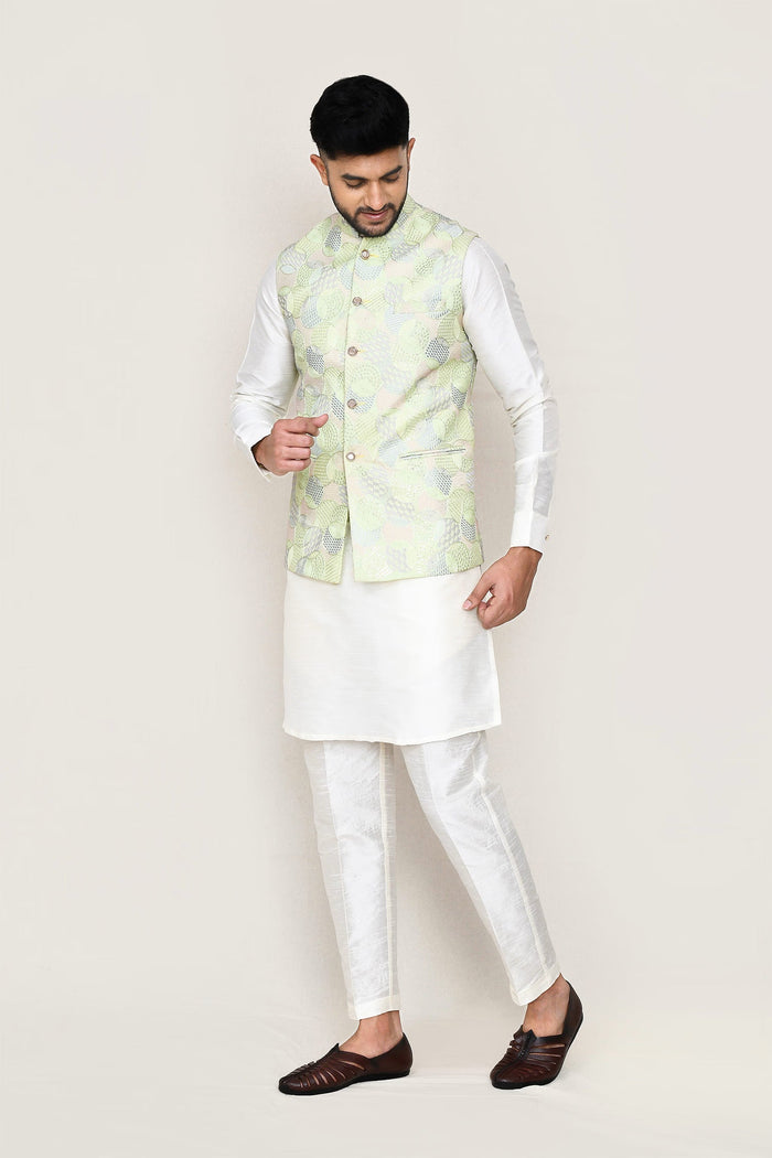 Pista Green Silk Full Embroidery