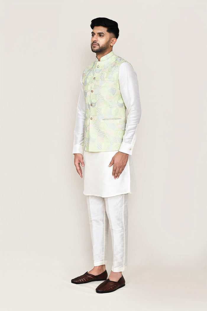 Pista Green Silk Full Embroidery