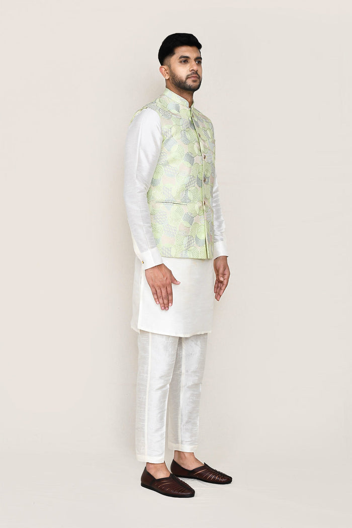 Pista Green Silk Full Embroidery