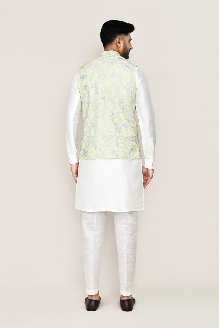 Pista Green Silk Full Embroidery