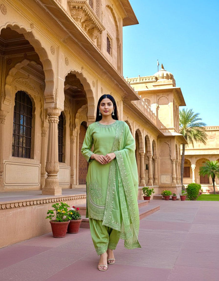 Pistachio Green Embroidered Salwar Set