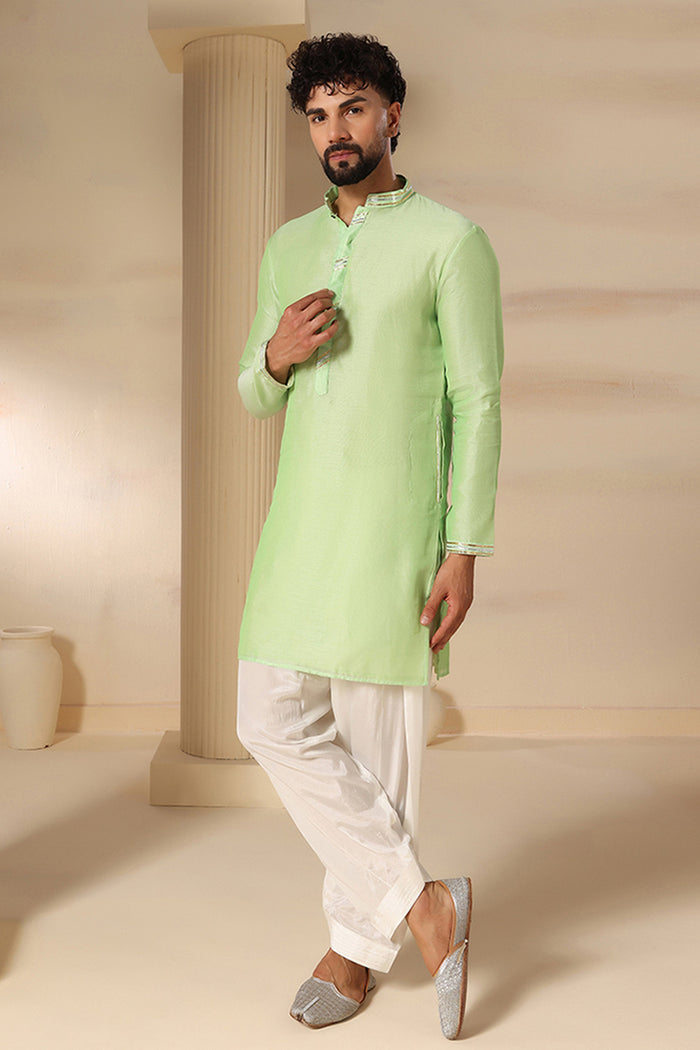 Pistachio Green Plain Kurta