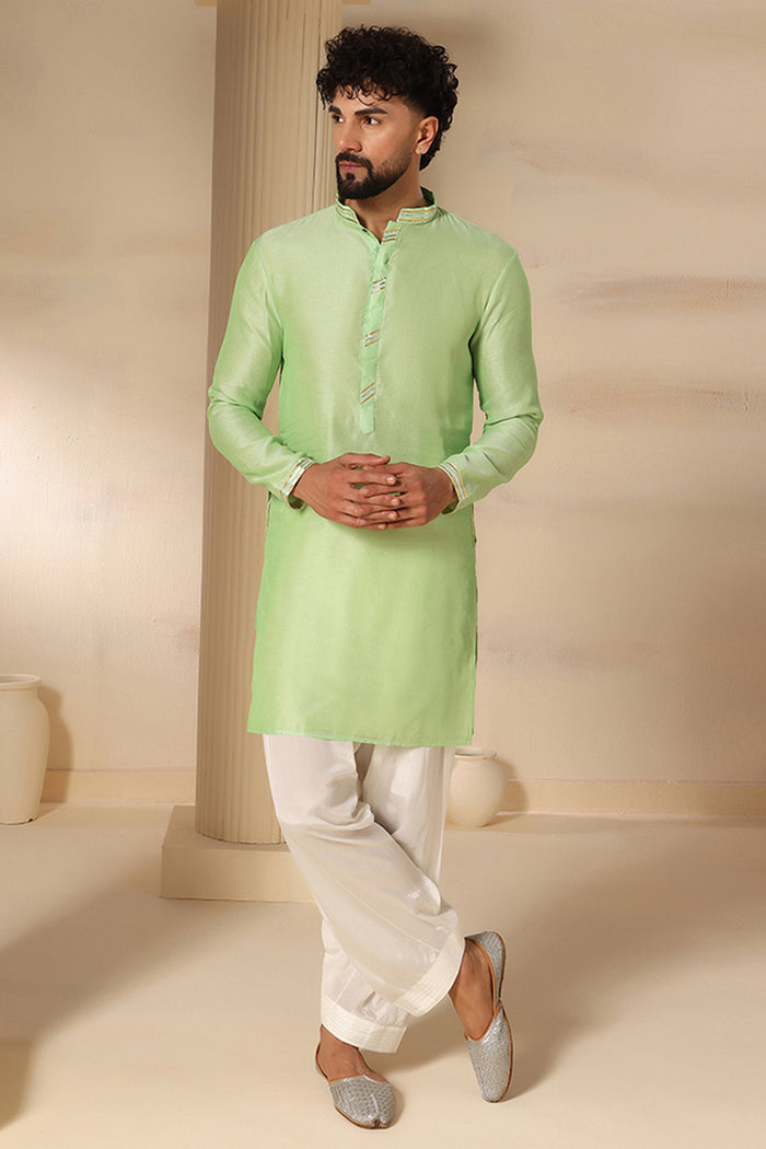 Pistachio Green Plain Kurta