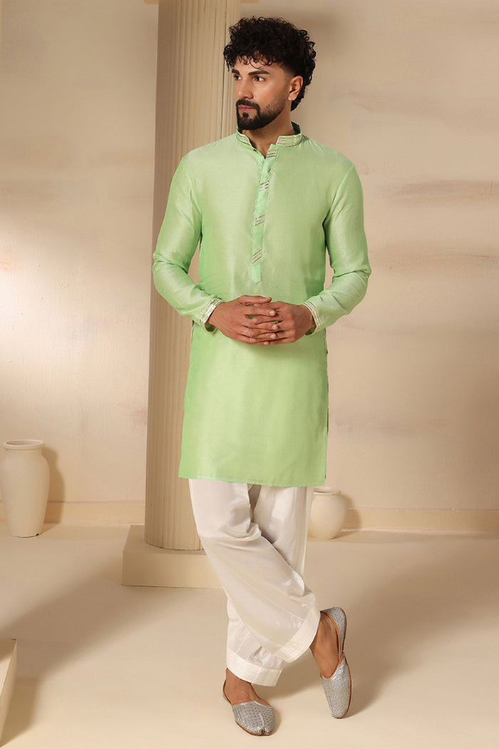 Pistachio Green Plain Kurta