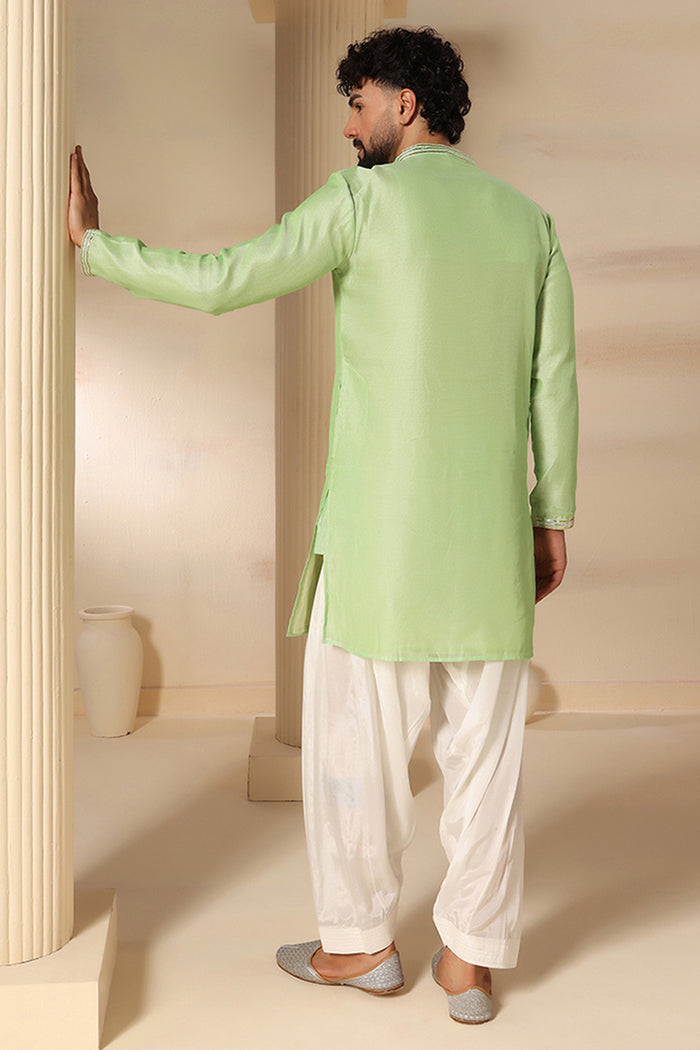 Pistachio Green Plain Kurta