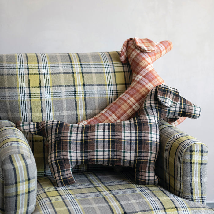 Plaid Dog Shape Pillow - Madison's Niche