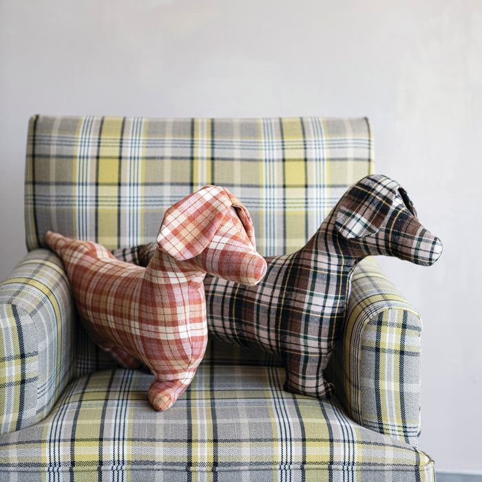 Plaid Dog Shape Pillow - Madison's Niche