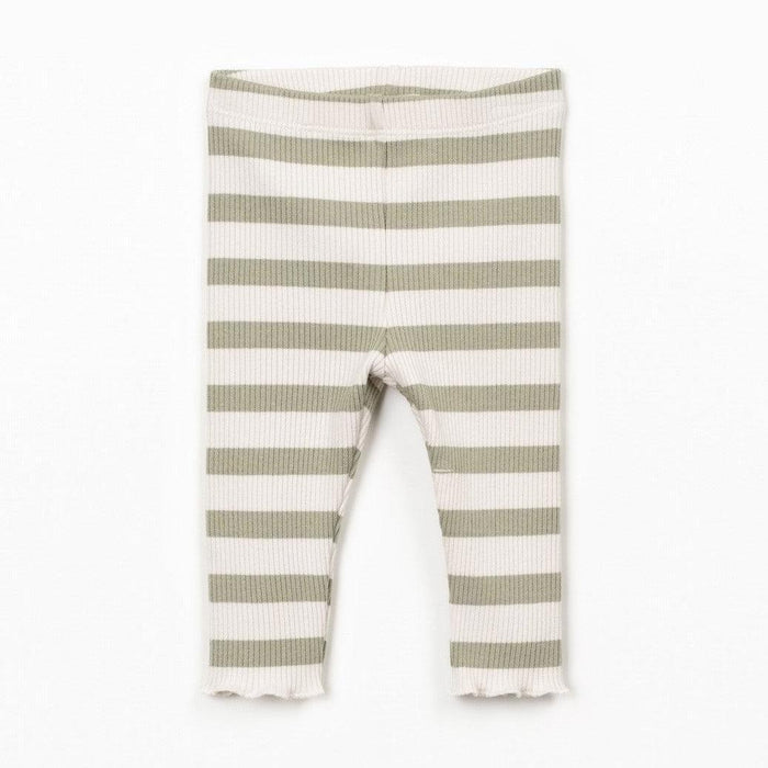 Play Up - Cotton Modal Leggings - Khaki Stripe-Bottoms-0-3M (3M)-Posh Baby