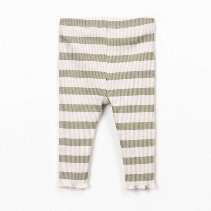 Play Up - Cotton Modal Leggings - Khaki Stripe-Bottoms-0-3M (3M)-Posh Baby