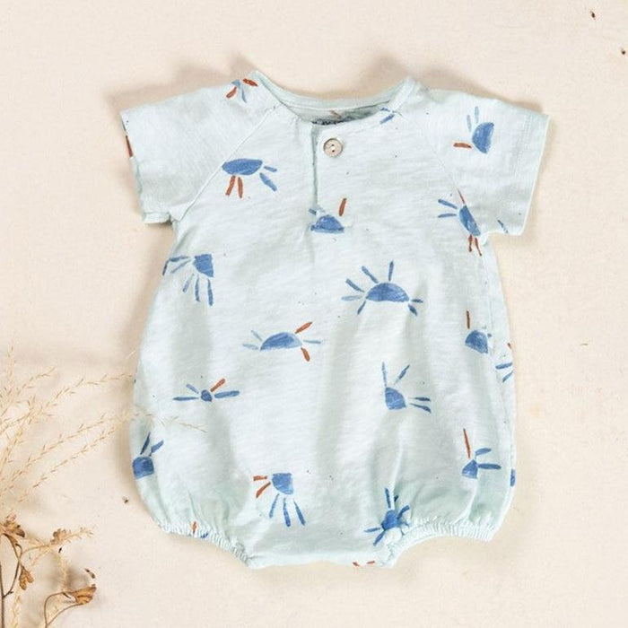 Play Up - Organic Cotton Bubble Romper - Blue Sun-Footies + Rompers (Fashion)-Preemie (0M)-Posh Baby