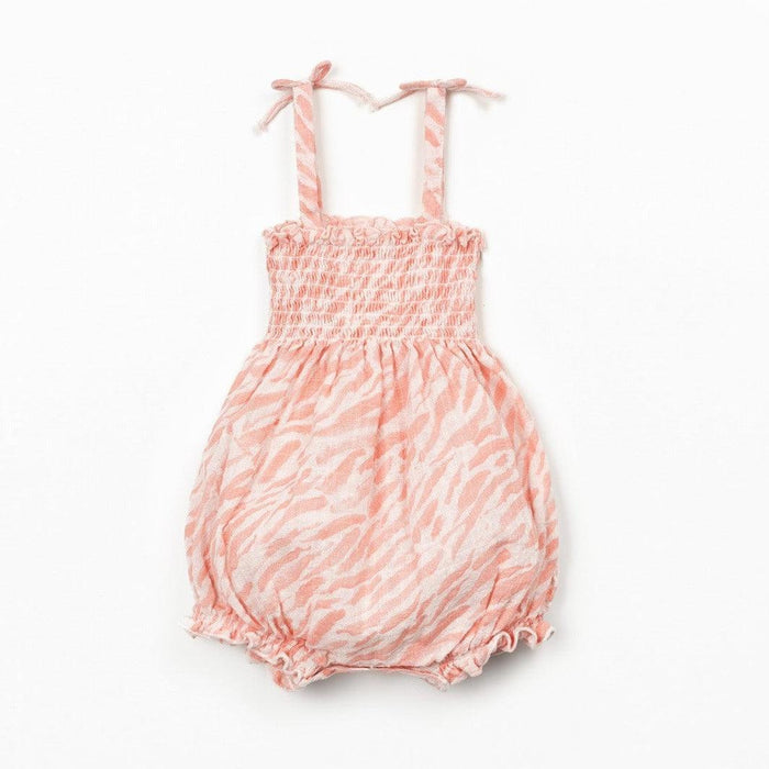 Play Up - Organic Cotton Bubble Romper - Pink Zebra-Footies + Rompers (Fashion)-0-3M (3M)-Posh Baby