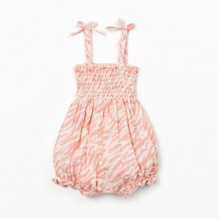 Play Up - Organic Cotton Bubble Romper - Pink Zebra-Footies + Rompers (Fashion)-0-3M (3M)-Posh Baby