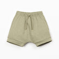 Play Up - Organic Cotton Linen Shorts - Khaki Green-Short Sleeves-0-3M (3M)-Posh Baby
