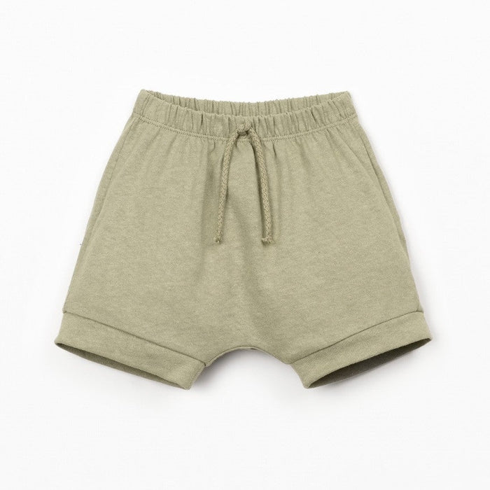 Play Up - Organic Cotton Linen Shorts - Khaki Green-Short Sleeves-0-3M (3M)-Posh Baby