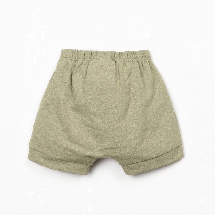 Play Up - Organic Cotton Linen Shorts - Khaki Green-Short Sleeves-0-3M (3M)-Posh Baby