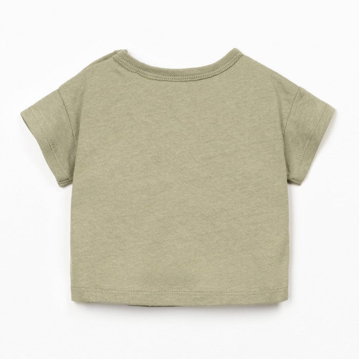 Play Up - Organic Cotton Linen T-Shirt - Khaki Green-Short Sleeves-0-3M (3M)-Posh Baby