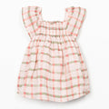 Play Up - Organic Cotton Printed Dress - Coral Check-Dresses-0-3M (3M)-Posh Baby