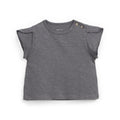 Play Up - Organic Flutter Sleeve T-Shirt - Charcoal-Short Sleeves-6-9M-Posh Baby