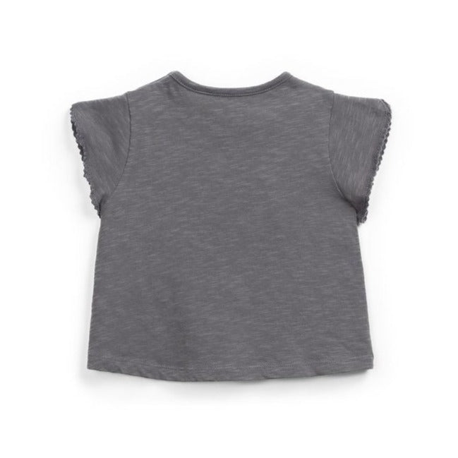 Play Up - Organic Flutter Sleeve T-Shirt - Charcoal-Short Sleeves-6-9M-Posh Baby