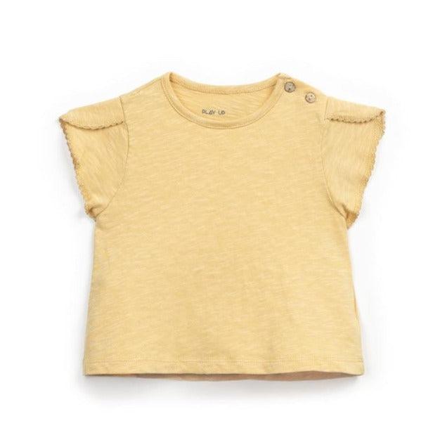 Play Up - Organic Flutter Sleeve T-Shirt - Marigold Yellow-Short Sleeves-3-6M-Posh Baby