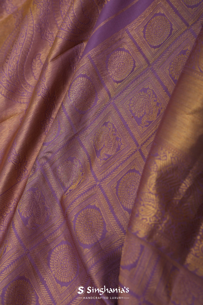 Plum Purple Kanjivaram Silk Saree With Peacock Motifs
