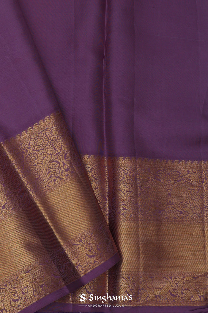 Plum Purple Kanjivaram Silk Saree With Peacock Motifs
