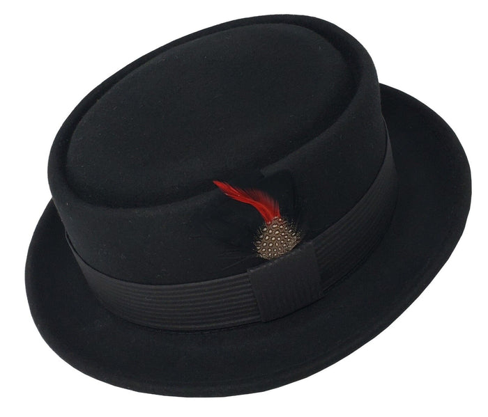 Pork Pie Fedora Hat – 100% Wool Felt | Short Brim | Robert Pattern Band | Men & Women