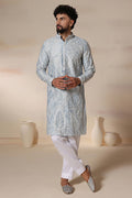 Powder Blue Paisley Aari Kurta