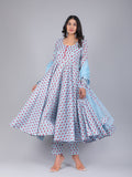 Powder Blue Rosette Anarkali Set
