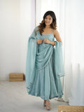 Powder Blue Shimmer Anarkali