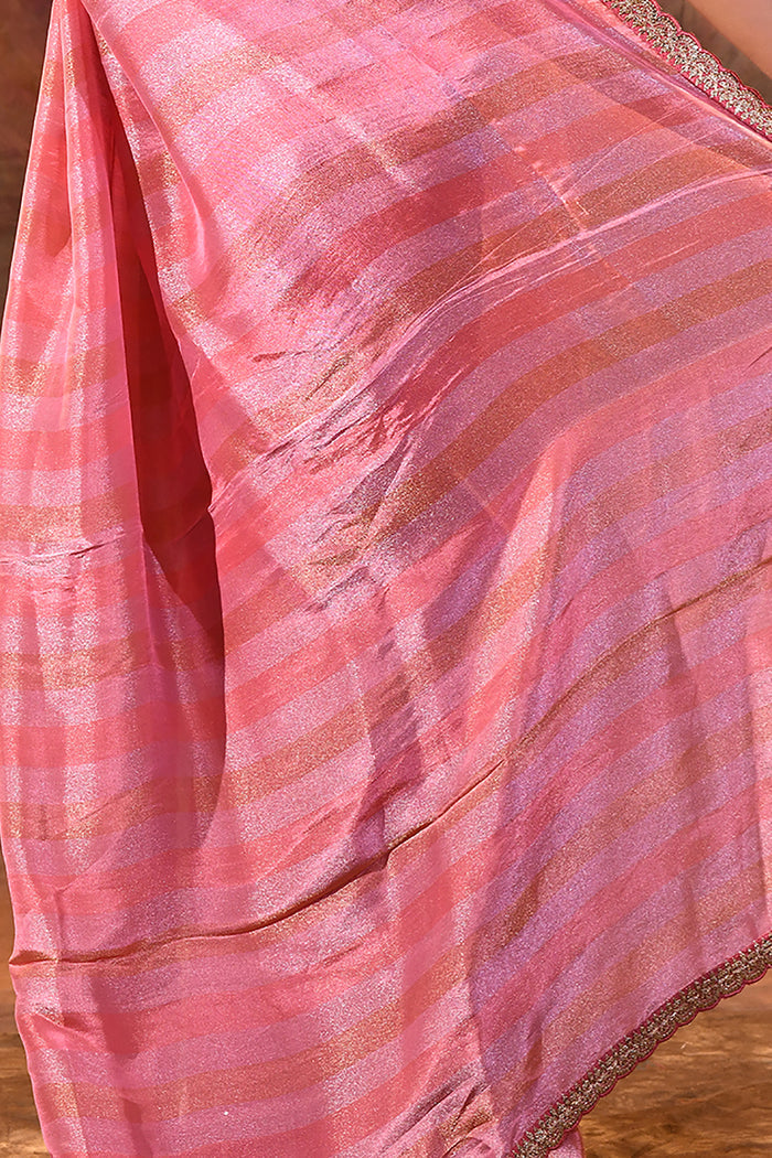 Punch Pink Tissue Silk Saree