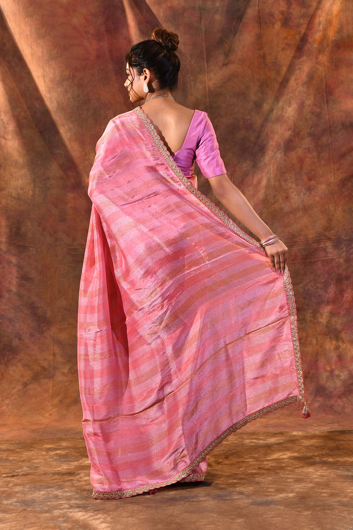 Punch Pink Tissue Silk Saree