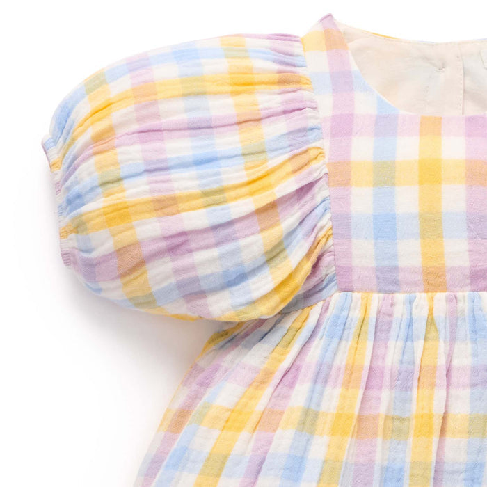 Purebaby - Organic Cotton Dress - Pastel Gingham-Dresses-3-6M-Posh Baby