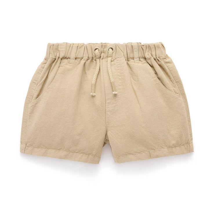 Purebaby - Organic Linen Blend Shorts - Sand-Bottoms-0-3M-Posh Baby