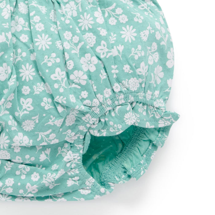Purebaby - Organic Ruffle Top & Bloomer Set - Embroidered Floral-Sets-0-3M-Posh Baby