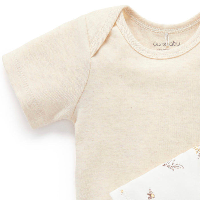 Purebaby - Organic Short Sleeve Bodysuit (2-Pack) - Wheat & Bees-Onesies-Newborn-Posh Baby