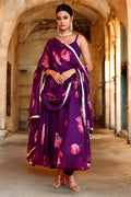 <img> Purple Chiffon Anarkali Set