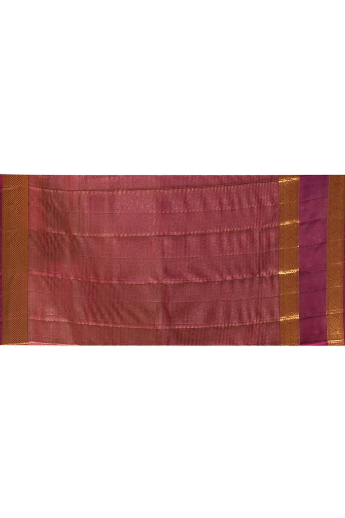 Purple Micro Checked Butti Kanjivaram Silk Saree