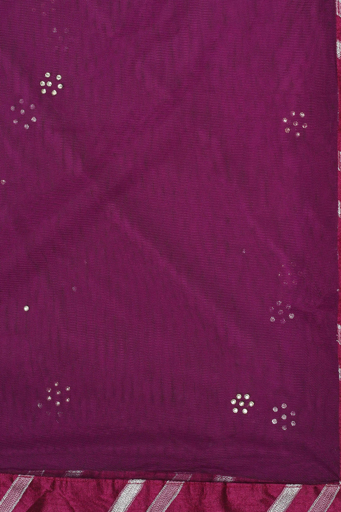<img> Purple Raw Silk Anarkali Set