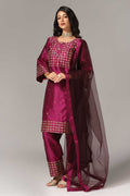 Purple Raw Silk Kurti With Palazzo Pants And Dupatta