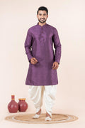 Purple Silk Blend Embroidered Dhoti Set
