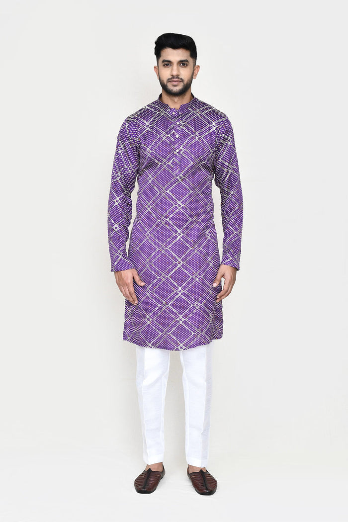 Purple Silk Kurta Set